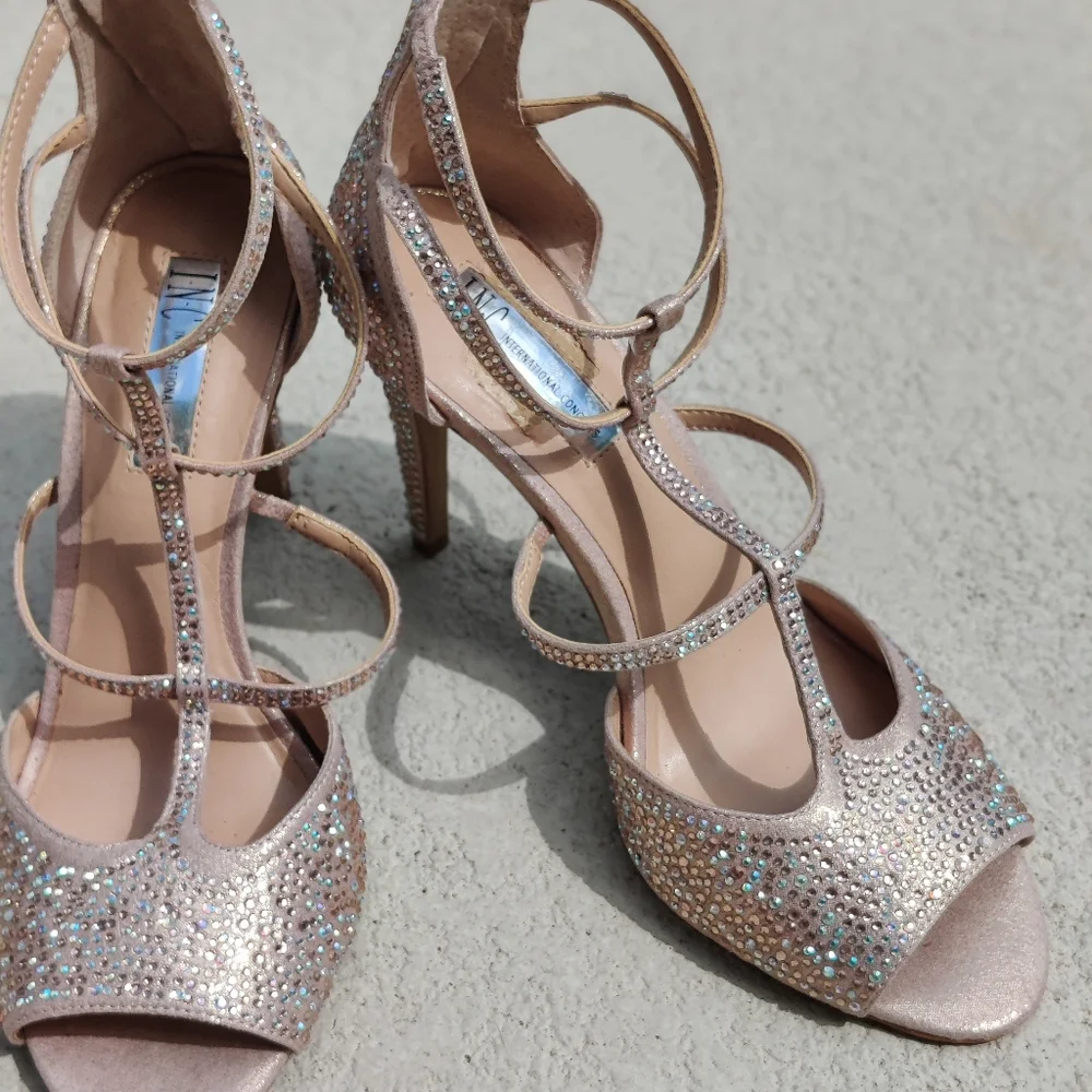 iNC  Rhinestone cagedT Strap heels - Picture 5 of 16